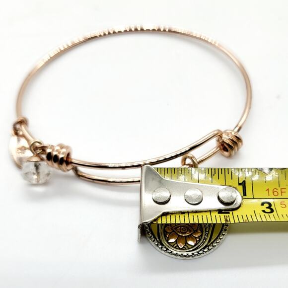 Unwritten GOOD VIBES Rose Gold Silver Plated Crystals Adjustable Charm Bracelet - Picture 8 of 8